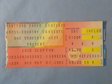 5-1-85 1985 ERIC CLAPTON Vtg Concert Ticket Stub Hartford Civic Center