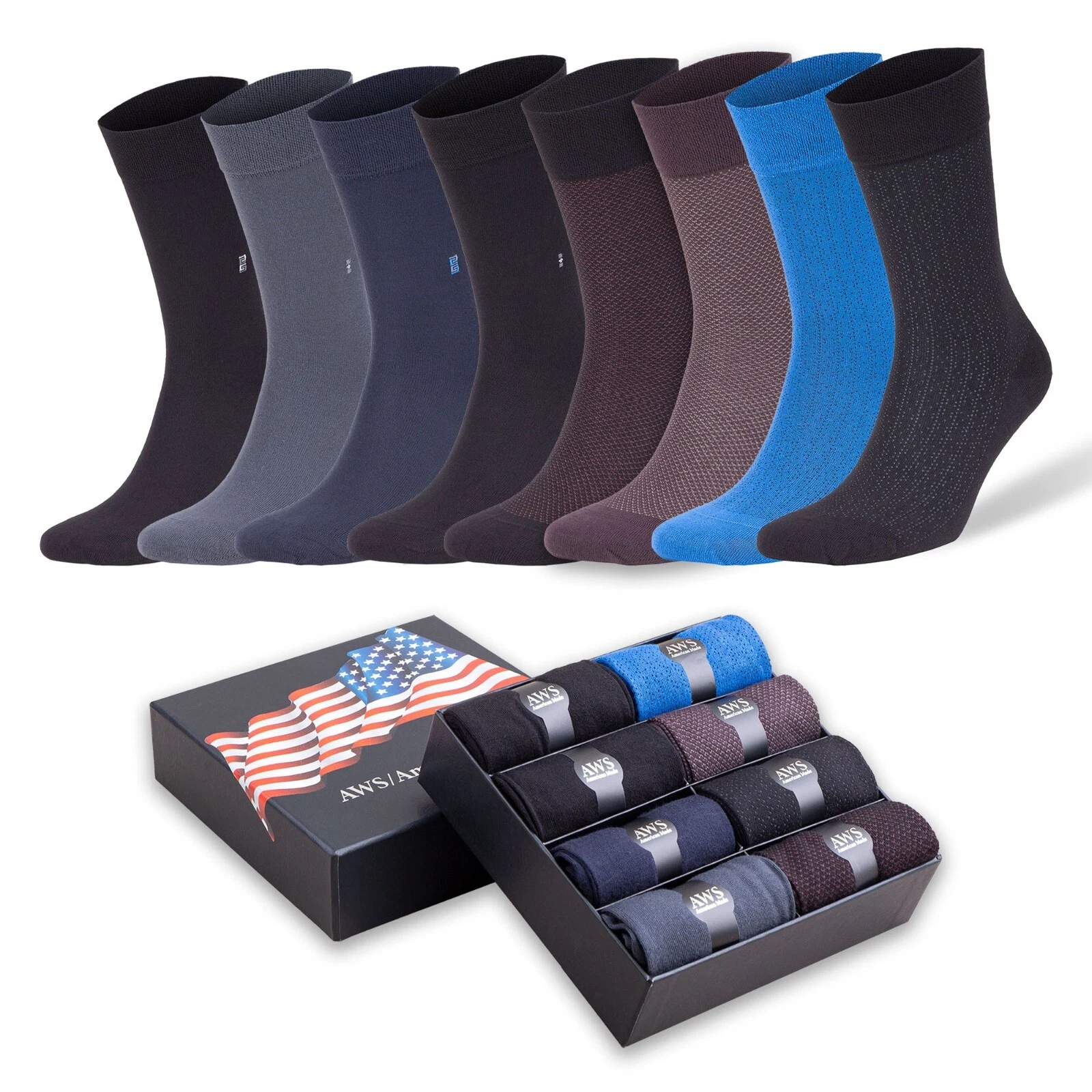 Men’s Bamboo Rayon Dress Socks 8 Pairs Assorted Color Size 8-11.5 Soft Odor-Free