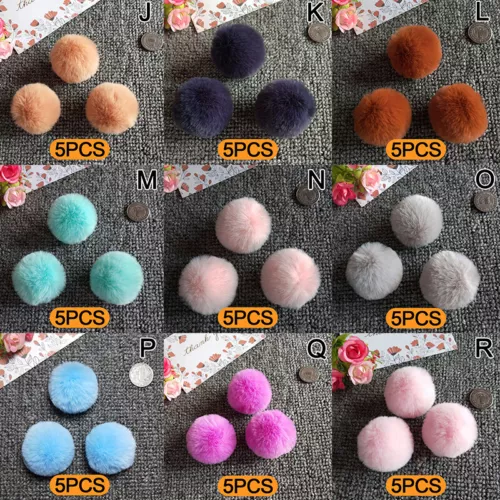 LOTTO 5 PEZZI 4-5 cm imitazione pelliccia sintetica pom pom palla per cappello lavorato a maglia berretti berretto - Foto 3 di 42