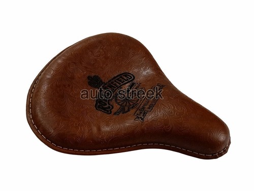 Fit For Royal Enfield Classic 350 500 Engraved Leather Front Seat Brown - Picture 4 of 6