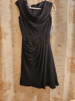 anne klein silk dress Anne Klein Navy Soutache Trimmed Silk Dress