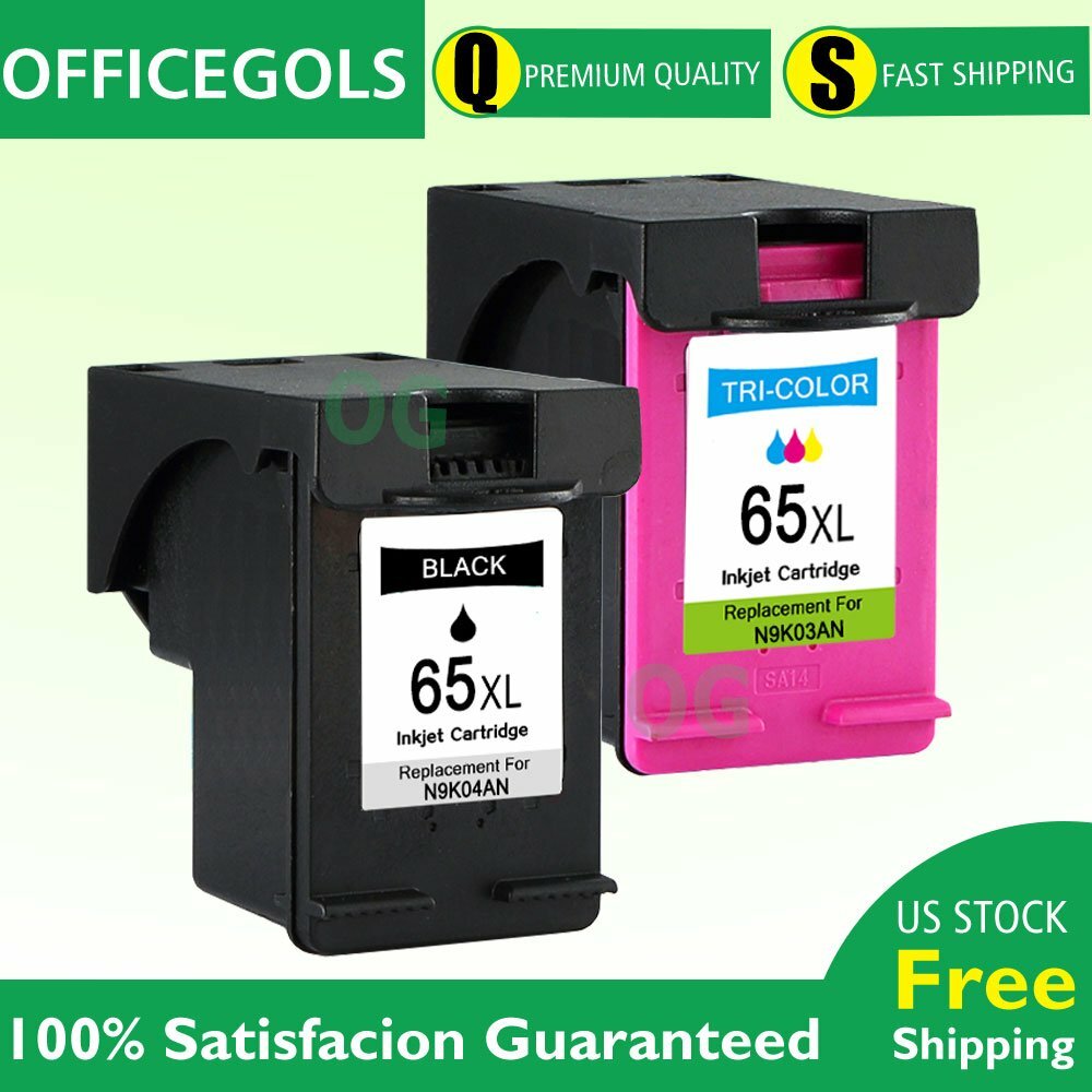 HP 65XL Ink Cartridges Remanufactured - Compatible With DeskJet 2600, 2622, 2652, ENVY 5052, 5055 & More
