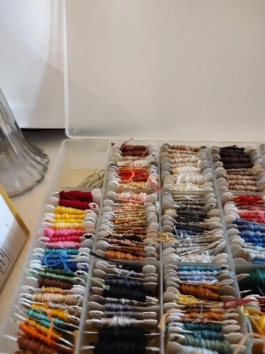 Large Lot Of Embroidery Cross Stitch Floss/Thread Carded In 3 Organizer Cases - Image 2 of 4