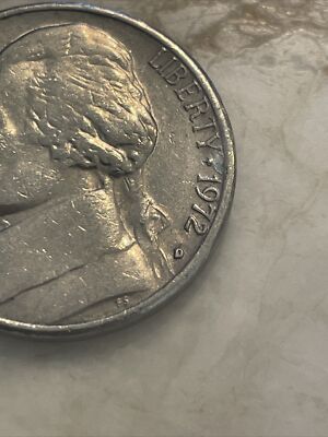 1972 D Jefferson Nickel Five (5) Cent Error Filled “D” RPM Actual