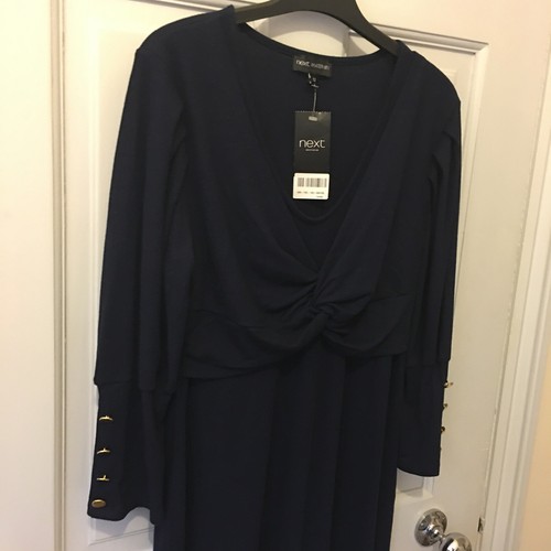 NEXT MATERNITY Navy Rib Knit Jersey Style Midi Dress UK 12 BNWT - Picture 7 of 14