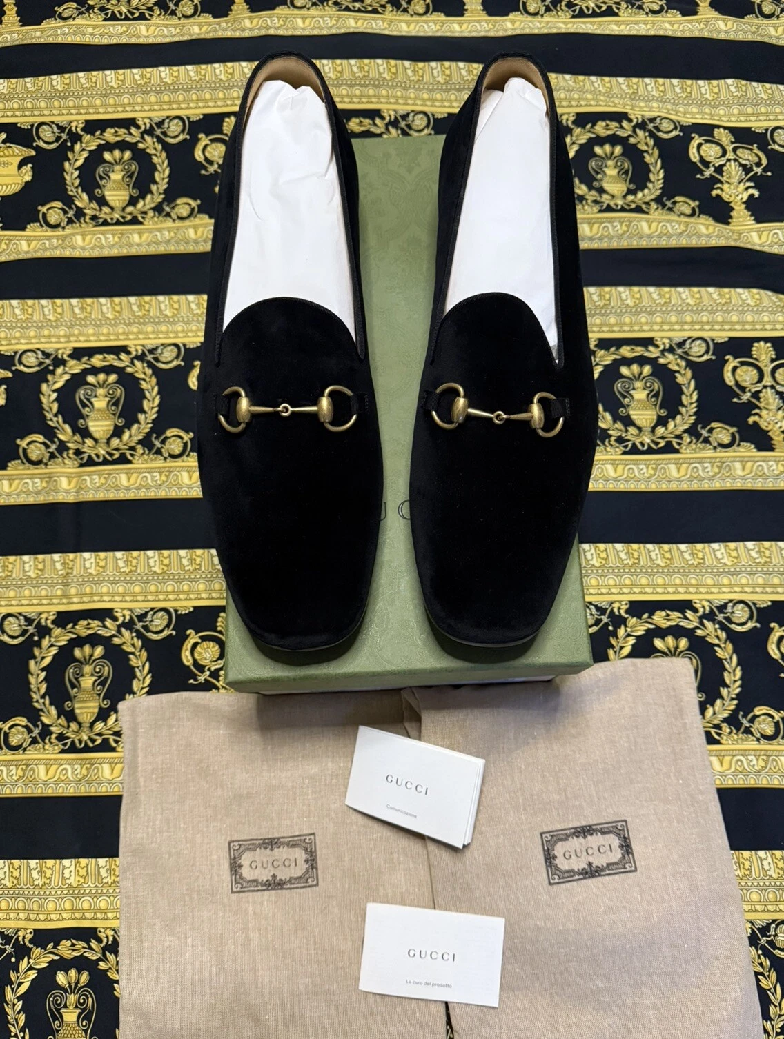 Mocassins homme Gucci Gallipoli velours noir 718888 G 14 US 14,5 NEUF authentiques