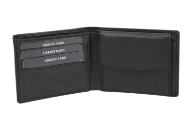 LEAS Geldbörse Herren extra dünn mit RFID Schutz Herren Geldbeutel flach schwarz