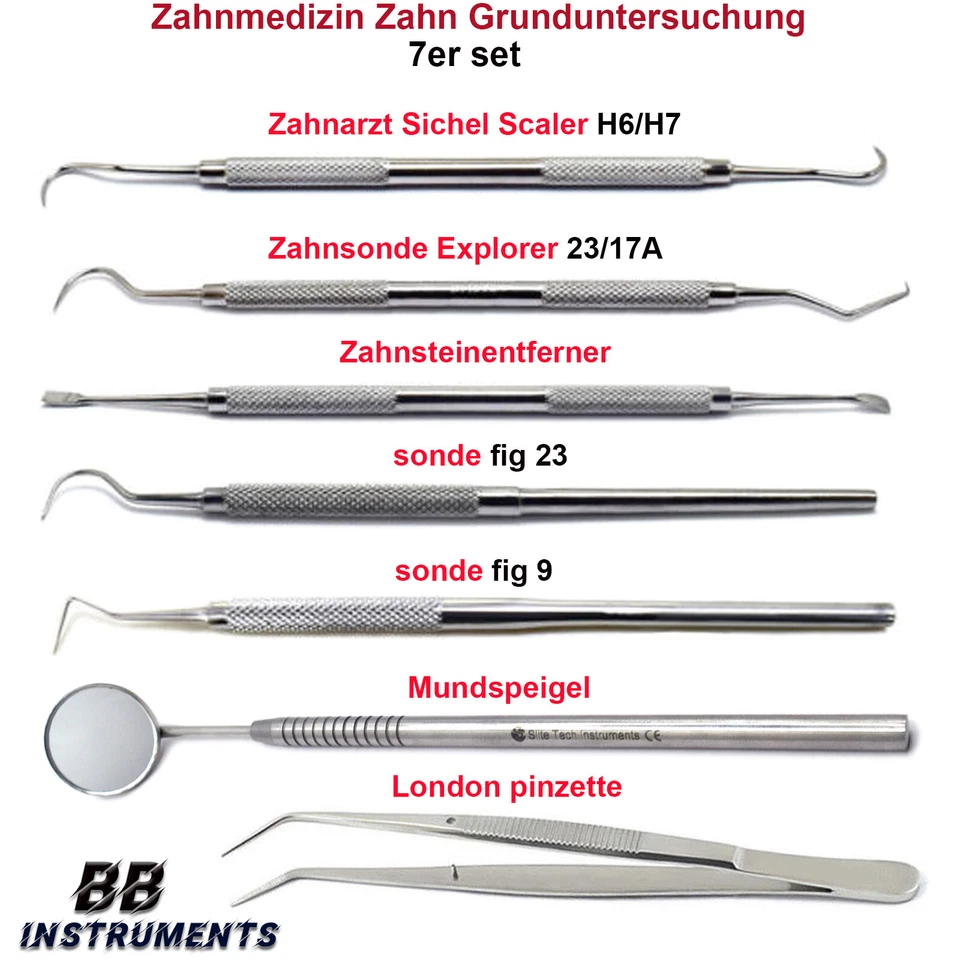 SLITE TECH INSTRUMENTS Dental Set Zahnreinigung Zahnsteinentferner Zahnpflege Mundspiegel Zahnsonde CE