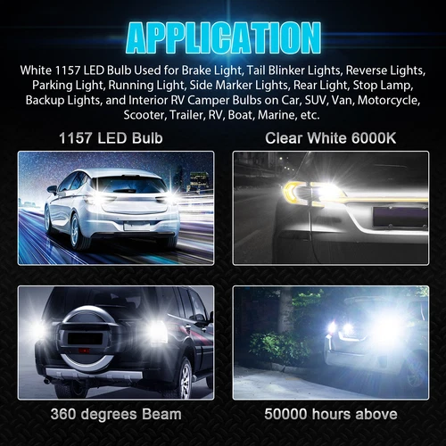 4x 1157 33-SMD LED Tail Brake Stop Reverse Parking Turn Signal Light Bulbs White - Picture 6 of 9