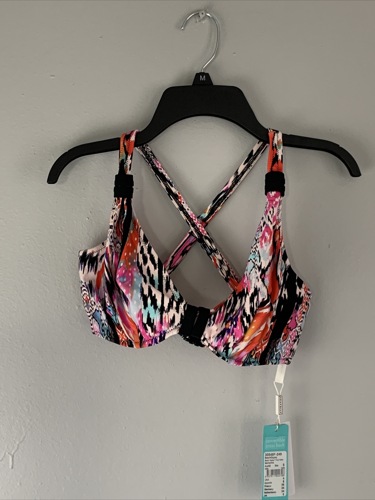NUEVO CON ETIQUETAS Mujer Seafolly Beach Gypsy Copa F Halter Nectarina Talla 4