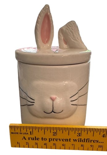 Bote de conejo blanco de cerámica 3D cara Whimsey hogar decoración de Pascua por magenta - Imagen 10 de 10