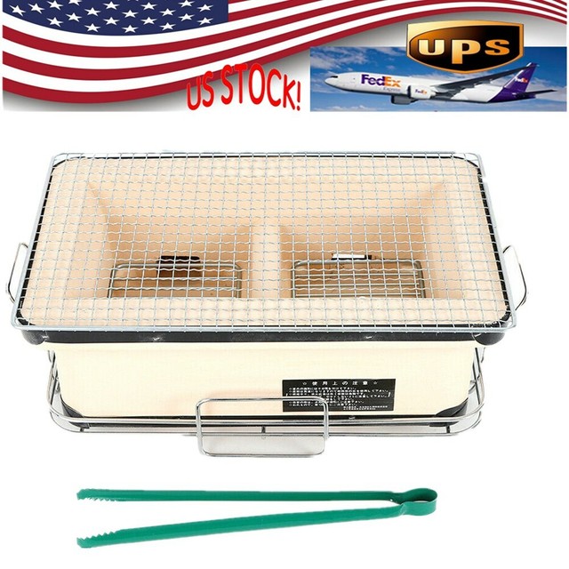 Portable Japanese Tabletop Charcoal Hibachi Grill Ceramic Large