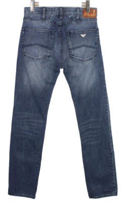 90s ARMANI JEANS m-51 ITALY製 ARMANI JEANS Jeans Men's EU 29 Distressed Regular Zip Fly Whiskers