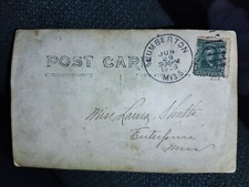 1908 Postcard with Benjamin Franklin 1 Cent Rare Series 1902 Stamp