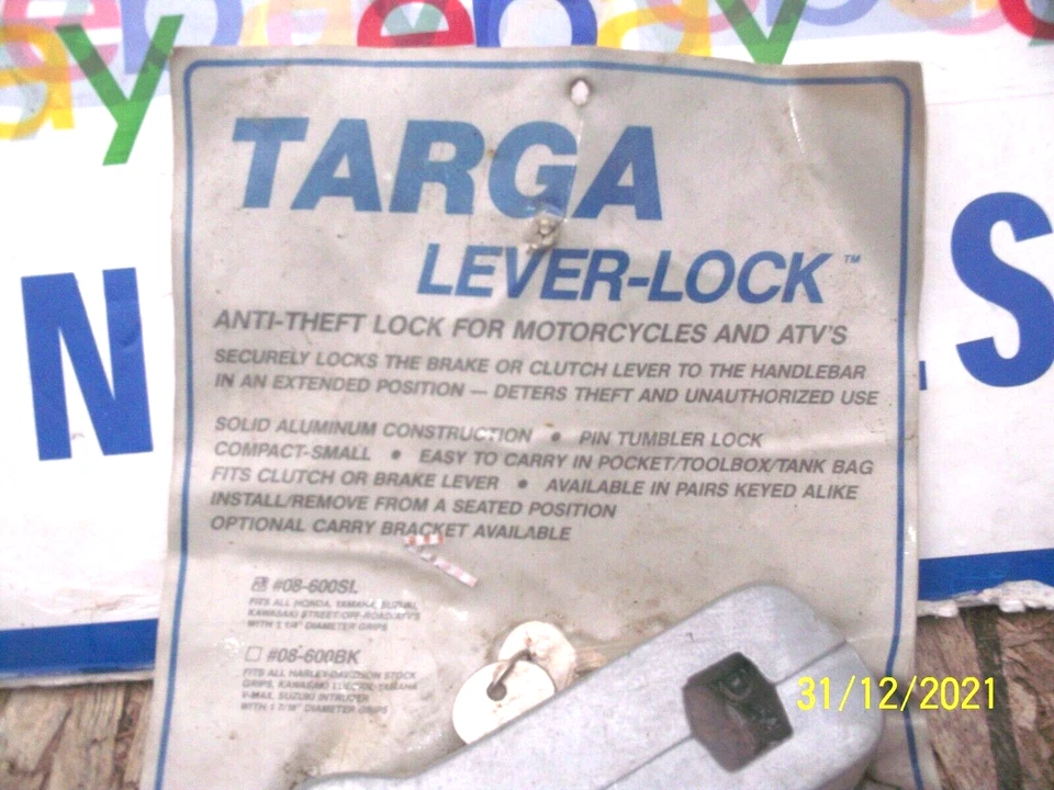TARGA MOTORCYCLE LEVER LOCK TARGA LEVER LOCK N KEY TARGA 08-600SL ATV ANTI THEFT - Image 2 of 4