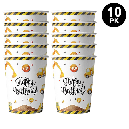 Construction Trucks Theme Party Tableware | Party Plates Cups Napkins Tablecloth - Picture 5 of 11
