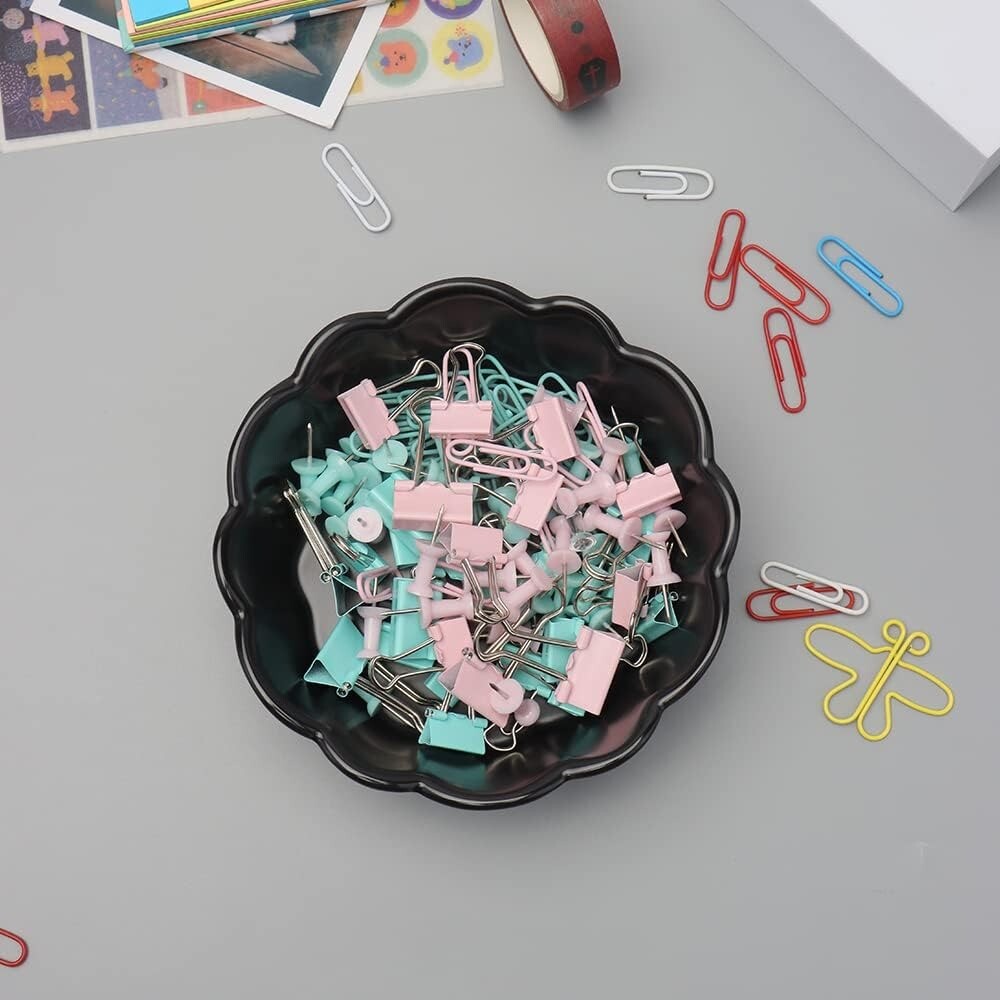 Flower Shaped Paper Clip Holder Black Paperclips Dispenser Home eBay