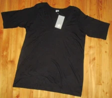 Splendid 2X V-Neck Black Elbow Sleeve Tee Top NWT Cute Made USA $68