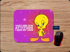 TWEETY BIRD ATTITUDE COLORFUL MOUSE PAD DESK MAT VIRTUAL HOME SCHOOL OFFICE GIFT