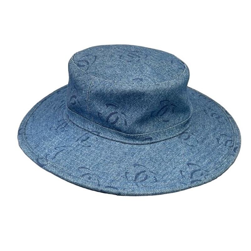 [CHANEL]★Bucket Hat Chanel bucket hat black ribbon, white bucket CC logo size 57