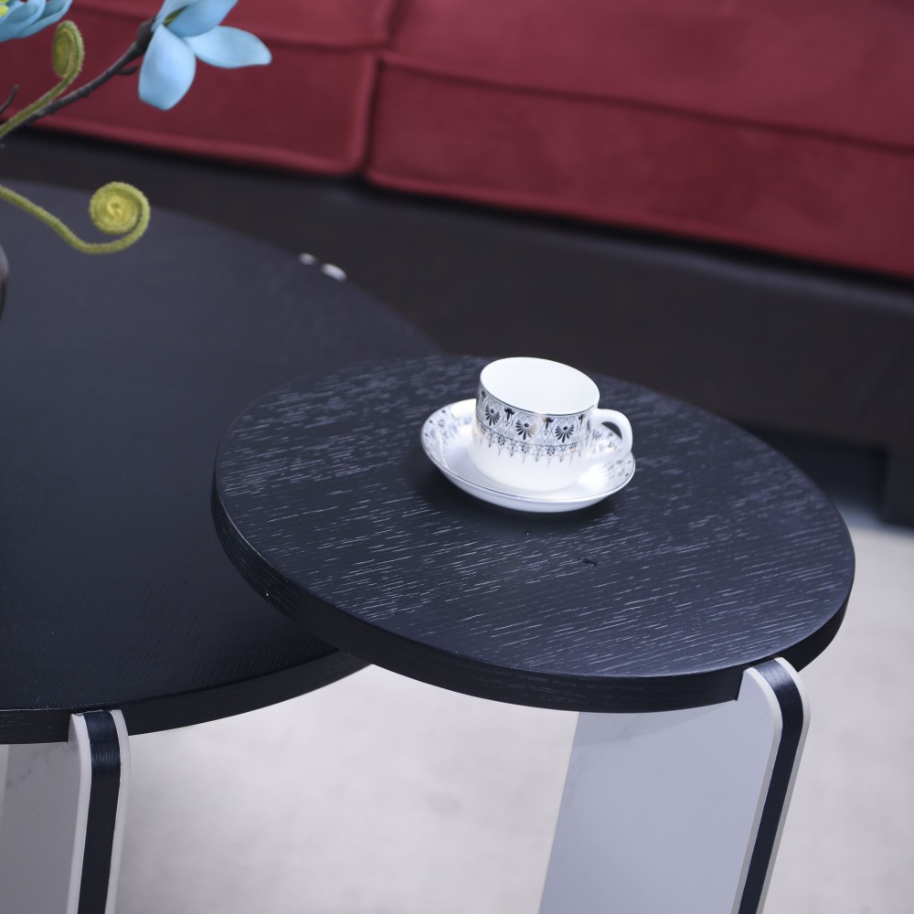 32.68" & 16.93" Round Coffee Table End Table Sofa Table Side Table Set 