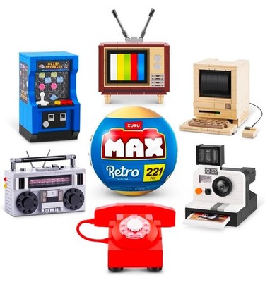 ZURU MAX RETRO COLLECTION PHONE TV COMPUTER RADIO ARCADE CAMERA S1 COMPLETE SET