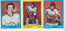 THREE NICE VINTAGE Buffalo Sabre 1973-74 TOPPS #38 LUCE/#54 PRATT/#171 LORENTZ