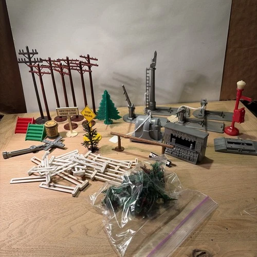 Marx Trains Vintage Plastic Accessories- Telephone Poles, Fencing, More