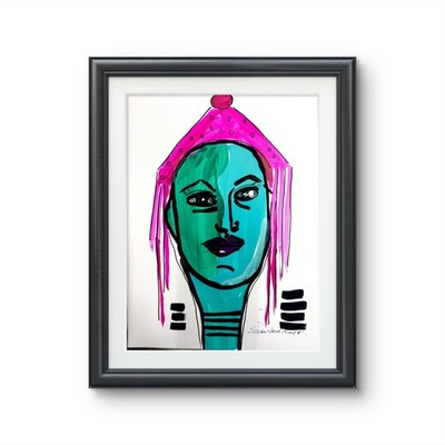 Neal 9''x12 Abstract Paper Original Art Expressionism Face  Home Art