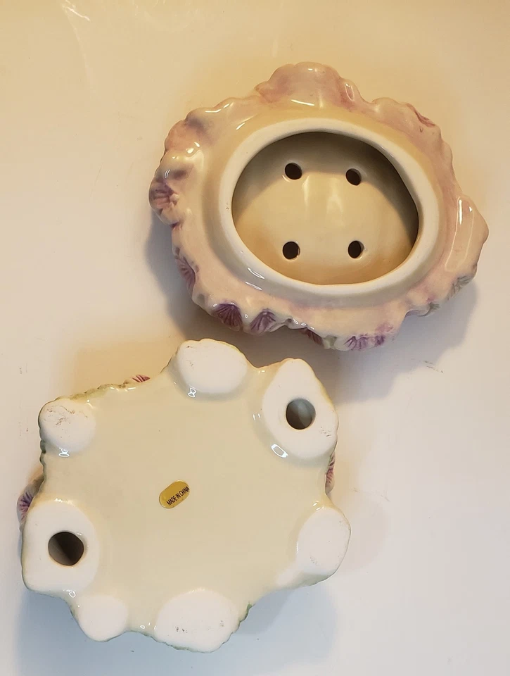 Jabonera de cerámica floral lavanda Shabby Chic - Accesorio de baño estilo vintage Foto 4 de 4