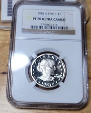 1981 S T1 Susan B Anthony Dollar  NGC Rated PF 70  Ultra Cameo  Type 1  Gorgeous