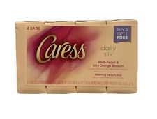 Caress Daily Silk White Peach & Silky Orange Blossom Beauty 3.15oz Bar Soap 4 Pk
