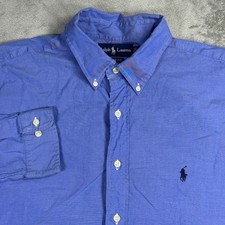 Ralph Lauren Classic Fit Size 17 34/35 Blue Button Down Dress Shirt Business