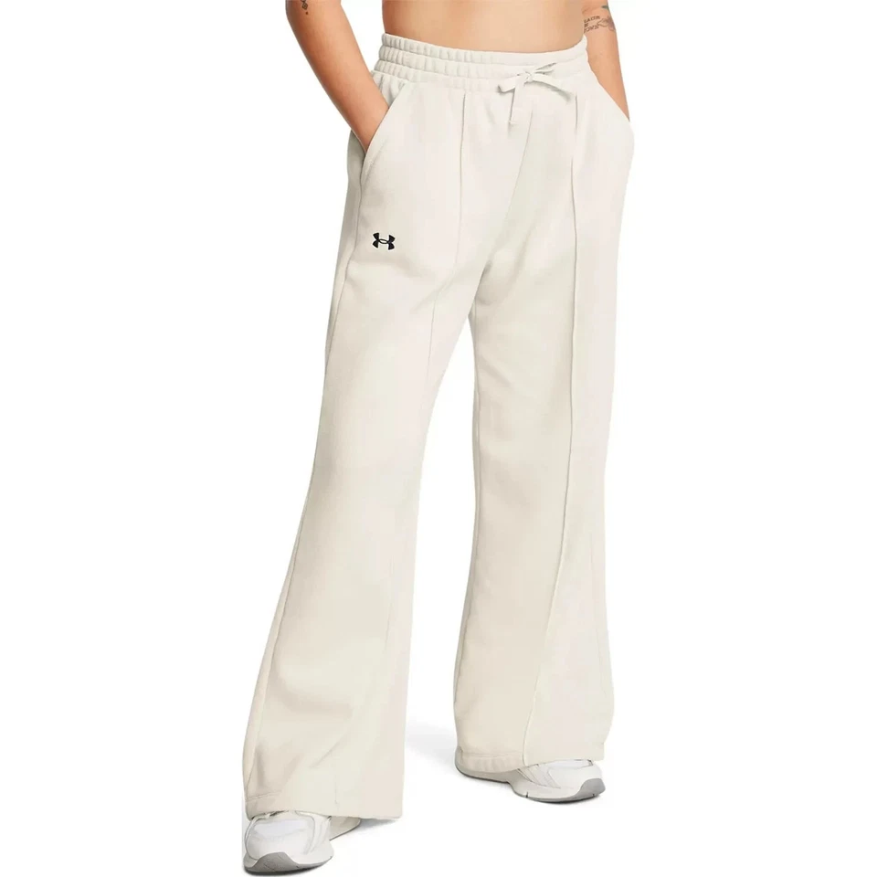 Pantalones Under Armour Rival Forrados de Vellón para Mujer XS Texturizados Blancos Calce Suelto Pierna Ancha Foto 2 de 4