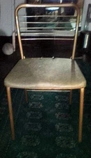 Vintage  1950's Costco Metal "Fashionfold" Gate leg  Gold/ Copper Folding Chair 