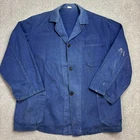 French Jacket Adult Large Blue VINTAGE Faded Utility Workwear Military Chore Men