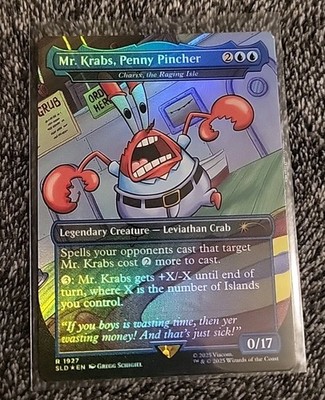 MTG Mr. Krabs, Penny Pincher RAINBOW FOIL Secret Lair x SpongeBob 1927