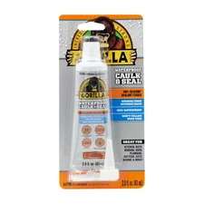 Gorilla Waterproof Caulk & Seal Silicone Sealant, 2.8oz Squeeze Tube