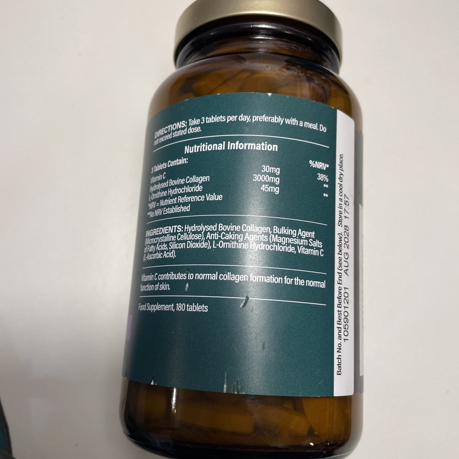Holland & Barrett Bovine Collagen 3000mg 180 Tablets Skin Health + Vitamin C
