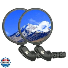 BriskMore Black Convex Rearview Mirrors, 2PCS Adjustable Handlebar Bicycle Mi