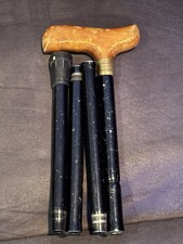 Foldable CANE WALKING STICK Well crafted Carvings Natural Wood Handle 33  