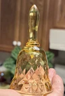 Vtg Fenton Yellow Art Diamond Optic Glass Bell 4.5”