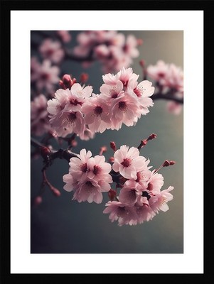 Soft Cherry Blossom Branch Framed Wall Art Poster Canvas Print Picture