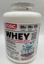 Basic Supplements Whey Protein Blend Powder, Blue Marshmallow, 5lb - Exp. 10/27