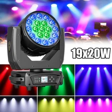 RGBW LED Zoom Moving Head Stage Light 19x20W DMX Beam Wash Lighting DJ Disco