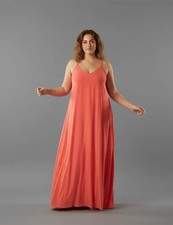 Shein Women Coral Red Plus Size Maxi Dress | Flowy Sleeveless Party Gown