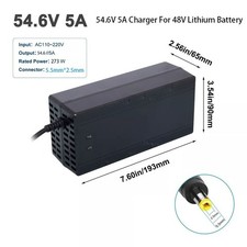 54.6V 5A Smart Lithium Battery Charger For 48V Li-on Battery DC 5.5 2.5mm Plug