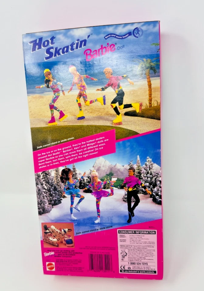 Muñeca Barbie Hot Skatin' 1994 13511 con patines en línea y sobre hielo nueva en caja Foto 4 de 4