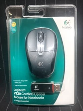 Logitech V220 Cordless Optical Mouse for Notebooks Silver/Black PC Mac ~New