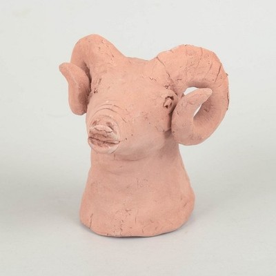 Nils-Erik Zetterström, Swedish ceramic artist. Stoneware ram figure. 1970s.